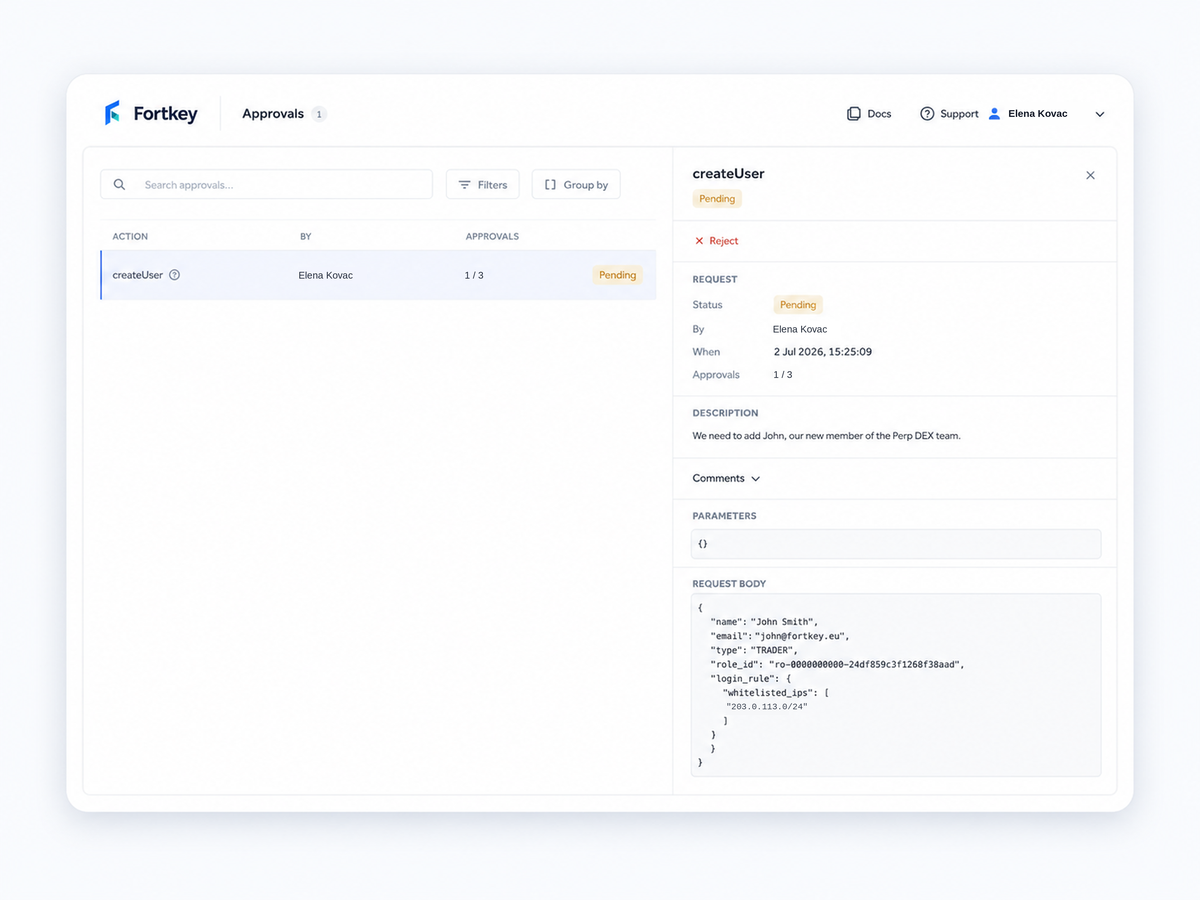 Fortkey approval workflow