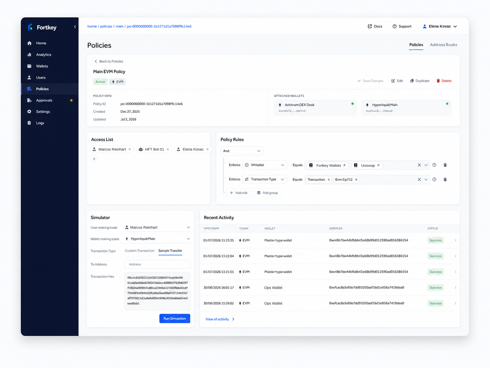 Fortkey policy management console